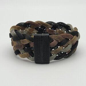 Erica Zap Braided Mesh Bracelet With Textured Magnetic Clasp 8" Four-Tone Brass